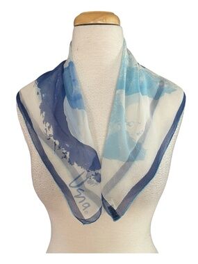 USNA Verasheer Vintage Scarf 21”x 22” Sheer Blue Japan